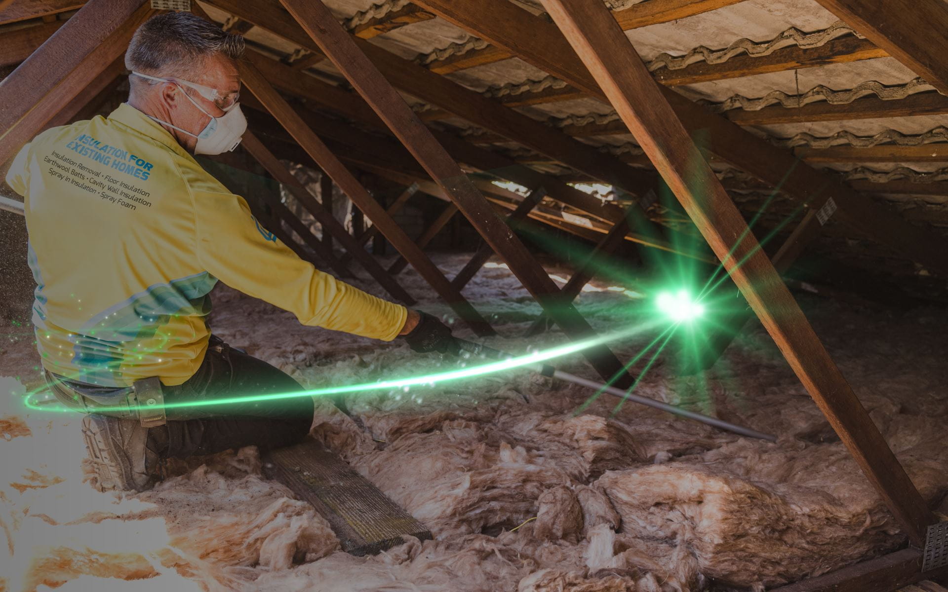 man installing insulation system on the roof