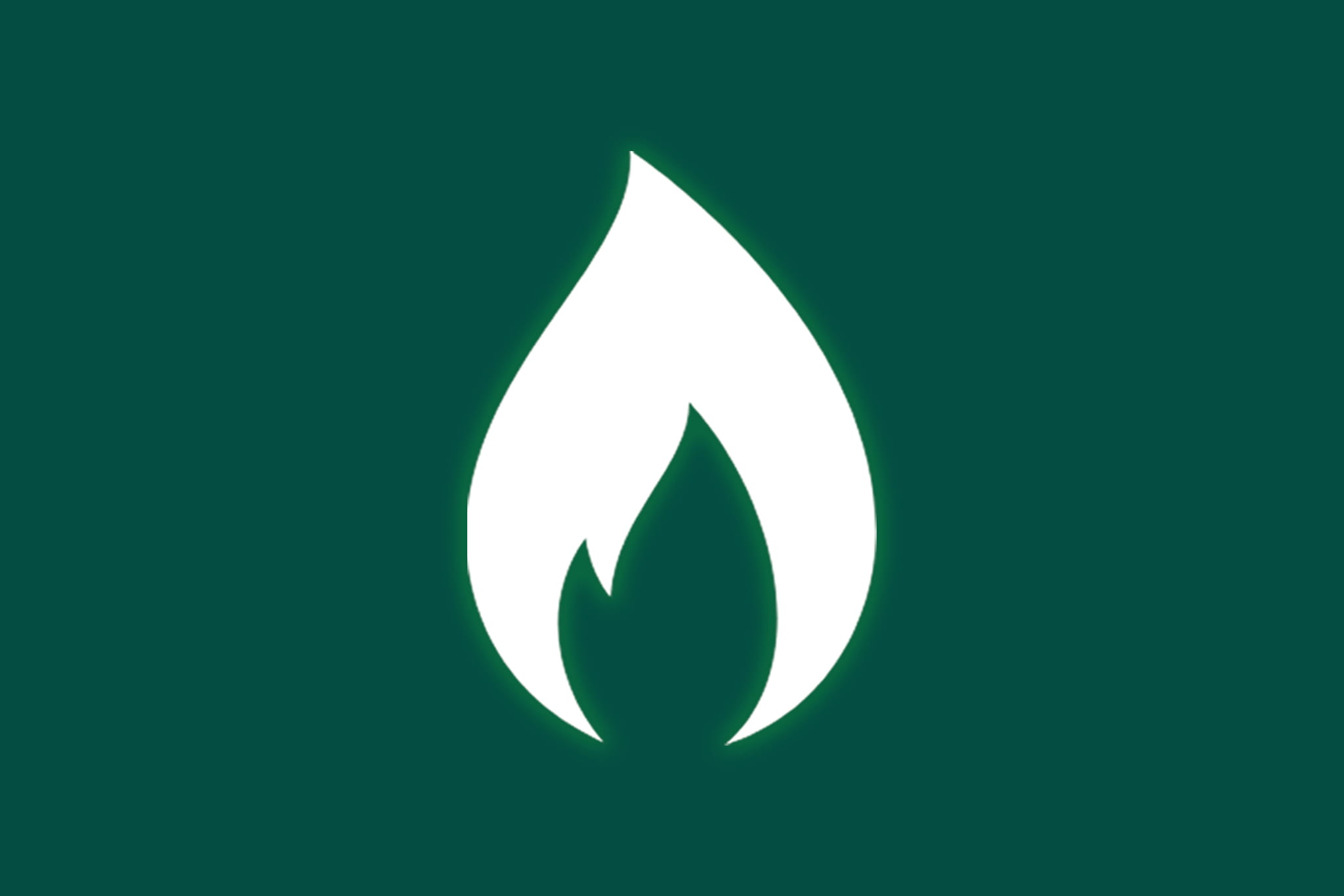 Flame graphic with green background